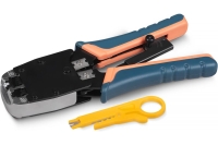 Обжимной инструмент Cabeus для RJ-45 (8р8с), RJ-11/12 (6р6с, 6р4с, 6р2с), профессиональный, с храповым механизмом HT-500R