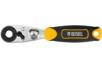 Ключ-трещотка для бит 1/4" Denzel 52 зуба, CrMo, адаптер для торцевых головок 11633 Ключ-трещотка для бит 1/4" Denzel 52 зуба, CrMo, адаптер для торцевых головок 11633