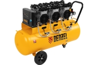 Безмаслянный малошумный компрессор Denzel DLS 3300/100,3300Вт,3x1100,100 л,570 л/мин блок упр 58032