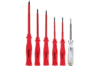 Набор отверток ЕРМАК  6шт диэлектрические (SL5.5*125,SL4*100,PH1*100,SL3*75,PH0*75,тестер 140мм) 651-064