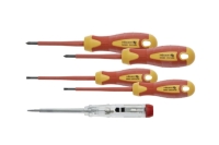 Набор изолированных отверток HOEGERT TECHNIK 1000 В, с тестером напряжения, сталь S2, 6 шт HT1S994