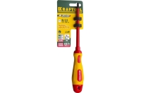 Отвертка Kraftool Expert высоковольтная Cr-Mo-V стержень двухкомпонентная маслобензостойкая рукоятка SL 5.5x125 мм 250083-5.5-125