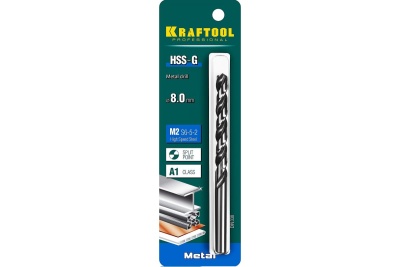 Сверло по металлу HSS-G сталь М2 (8х117 мм) Kraftool 29651-8
