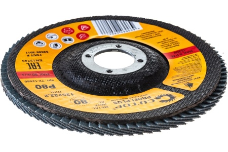 Круг наждачный лепестковый по металлу Plus (125х22.2 мм; Р80; циркониевый) CUTOP 72-12580