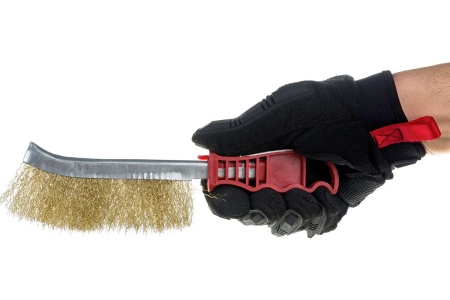 Корщетка с пластиковой рукояткой и стальной основой (23 см; стальная проволка анодированная) СПЕЦ-3352