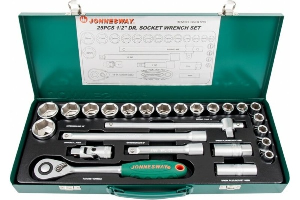 Набор торцевых головок 25 предметов 1/2" DR (10-32 мм) Jonnesway S04H4125S