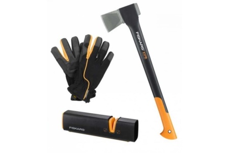 Топор-колун Х17 + перчатки + точилка Fiskars 129009