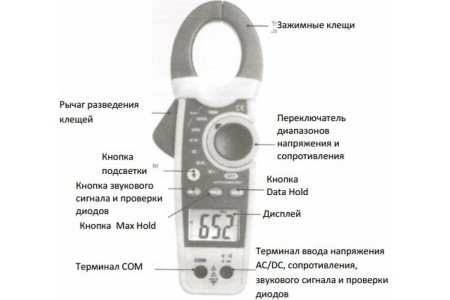 Токовые клещи с датчиком температуры СЕМ DT-3343 480397