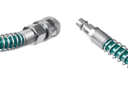 Воздушный спиральный шланг с фитингами рапид KRAFTOOL 10 м, 8x12 мм, 15 бар 06590-10