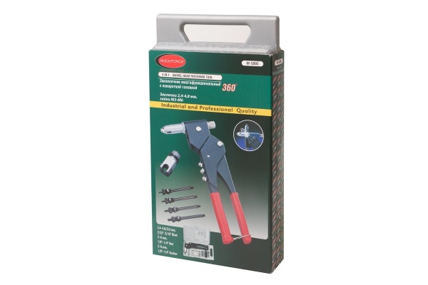 Механический заклепочник 2 в 1 с поворотной головой 360 ROCKFORCE Profi L-285мм RF-S905