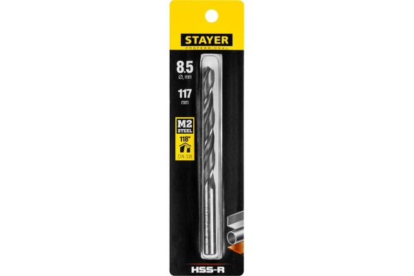 Сверло Professional по металлу HSS-R, (сталь М2, DIN 338, 8.5 мм) Stayer 29602-8.5