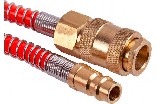 Шланг пневматический спиральный PU 6x8 мм, с быстросъемными фитингами, 5 м AV Steel AV-700005