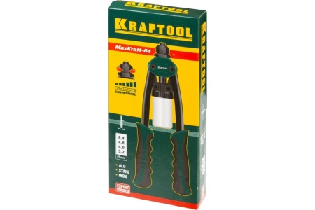 Компактный двуручный заклепочник KRAFTOOL MaxKraft-64 320 мм, регулировка усилия, 3.2 - 6.4 мм 31160
