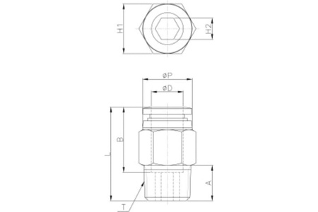 Фитинг 12 мм с наружной металлической резьбой R1/4" CDC Pneumatics PC 1202