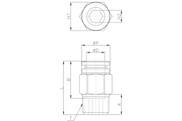 Фитинг 12 мм с наружной металлической резьбой R1/2" CDC Pneumatics PC 1204