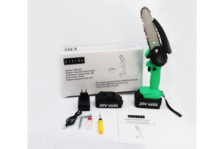 Цепная аккумуляторная пила Zitrek GreenSaw Extra power 20 В, 3Ач Li-ion аккум. 1шт, 1,5Ач Li-ion аккум. 1шт, ЗУ 082-1851