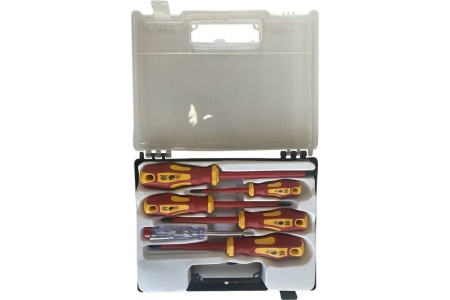 Набор изолированных отверток BIST в пластиковом кейсе 6 шт.Cr-V, VDE, SL 0.5x3.0x75 BWD543C