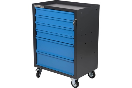 Инструментальная тележка WIEDERKRAFT 670x450x930 мм, 6 ящиков, 4x87мм, 2x179мм, серый/синий WDK-606GB