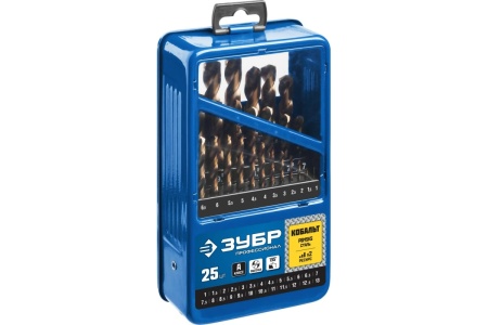 Набор сверл по металлу ЗУБР Кобальт 25 шт, 1-13 мм, сталь Р6М5К5 29626-H25