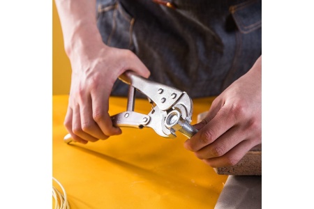 Зажимные клещи с круглыми губками DELI DL2001 220 мм рабочий ход 50 мм, регулировочный винт 98274