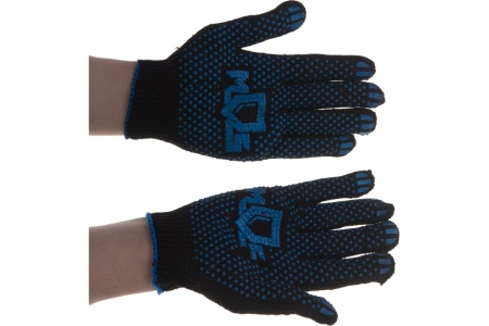 Вязаные упрочненные перчатки РОС черные, х/б с ПВХ 12497