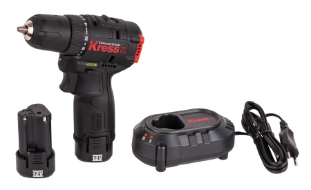 Дрель-шуруповерт аккумуляторная бесщеточная KRESS KUA24, 12В, 40Нм, 2.0Ач х2, ЗУ 1,5А, кейс.