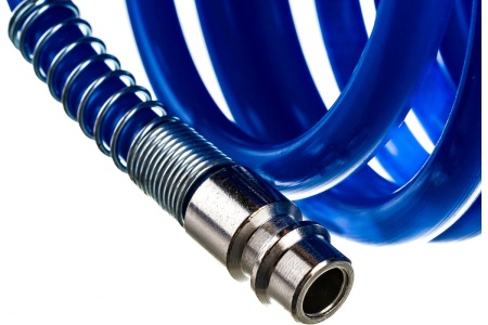 Шланг спиральный синий с быстросъемными соединениями профессиональный (10 м; 20 бар; 5х8 мм) Pegas PGS-4909