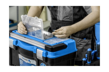 Кейс для инструментов HOEGERT TECHNIK пластиковый, 22'съемный органайзер металлические петли HT7G064 Кейс для инструментов HOEGERT TECHNIK пластиковый, 22'съемный органайзер металлические петли HT7G064