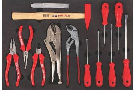 Инструментальная тележка IZELTAS ECO сине-серая, с инструментами, 3 ящика 8243001296