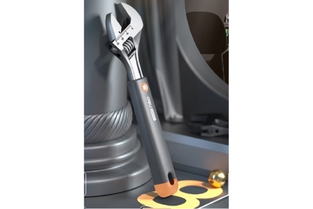 Разводной ключ DELI Home Series Gray HT1508c 200 мм, Soft Touch рукоять, лазерная гравировка шкалы, эксклюзивный дизайн, подарочная упаковка 112881