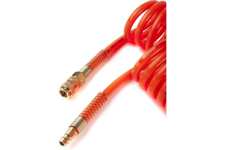 Шланг пневматический спиральный PU с быстросъемными фитингами (8х12 мм; 15 м) AV Steel AV-700015