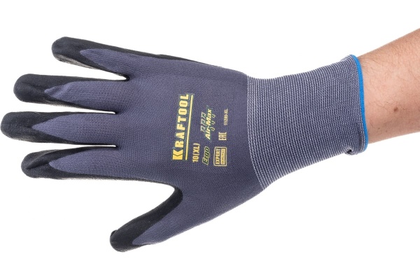 Нейлоновые перчатки KRAFTOOL Expert, р. XL, вспененное нитриловое покрытие 11285-XL