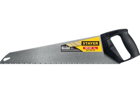 Ножовка ударопрочная пила Stayer "TopCut" 450 мм, 5 TPI, быстрый рез поперек волокон, для крупных и средних заготовок, 15061-45_z02