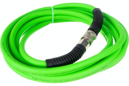 Шланг эластичный резиновый с защитой от перегибов на концах (5 м, 6х12 мм, ПВХ покрытие, быстросъемные соединения) Pegas pneumatic 4931