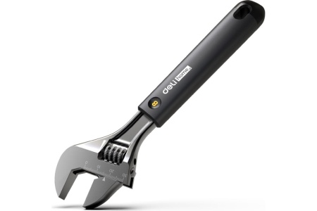 Разводной ключ DELI Home Series Black HT1508 200 мм, Soft Touch рукоять, лазерная гравировка шкалы, эксклюзивный дизайн, подарочная упаковка 104610