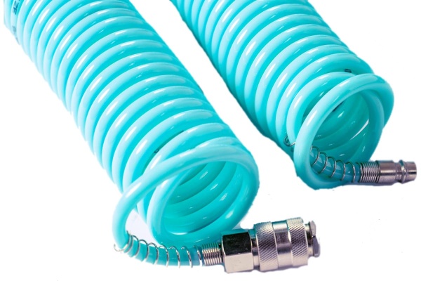 Шланг спиральный PU с фитингами рапид (15 м; 5.5х8 мм; рапид EURO) POWER TECHNIC PU8-15m