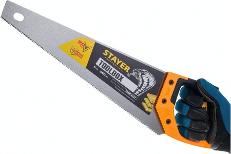 Ножовка многоцелевая пила Stayer "Cobra TOOLBOX" 350 мм, 11 TPI, мелкий прямой закаленный зуб, точный рез, 2-15091-45_z01
