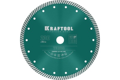 Диск алмазный отрезной турбо по бетону и кирпичу KRAFTOOL Turbo 230х22 мм 36682-230