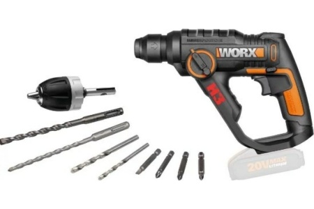 Перфоратор аккумуляторный WORX H3 WX390.9, 20В, без АКБ и ЗУ