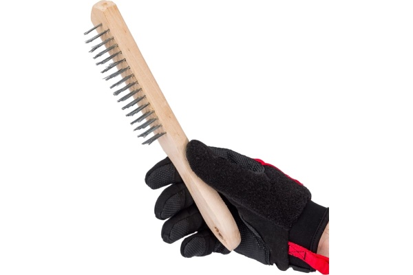 Щетка РемоКолор проволочная, стальная, деревянная рукоятка, 3 ряда, 11-1-003