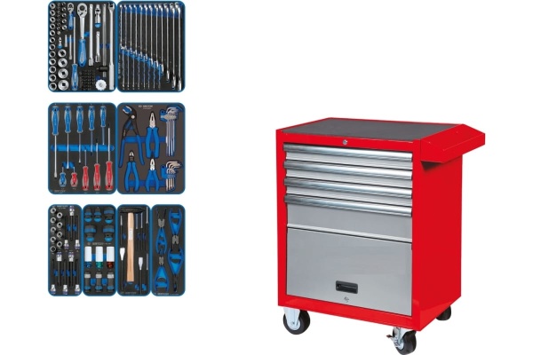 Набор инструментов KING TONY "GLORY" в красной тележке, 152 предмета 934-152GLR