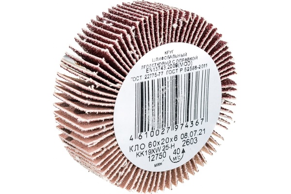 Круг лепестковый с оправкой KK19XW (60х20х6 мм; 25H; Р60) БАЗ 960000022991 Круг лепестковый с оправкой KK19XW (60х20х6 мм; 25H; Р60) БАЗ 960000022991