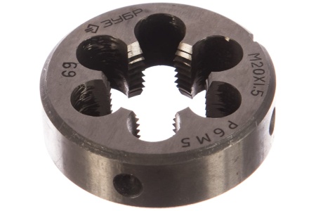 Круглая машинно-ручная плашка для нарезания метрической резьбы М20x1.5 Зубр ЭКСПЕРТ 4-28023-20-1.5