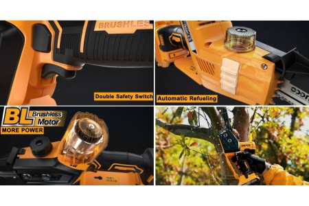 Цепная аккумуляторная мини-пила INGCO INDUSTRIAL 20 В CGSLI2068