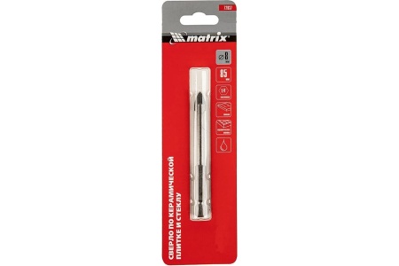 Сверло по керамической плитке и стеклу 8 мм, 6-гранный хвостовик MATRIX 72837