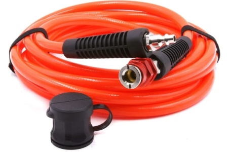 Шланг пневматический полиуретановый (5 м, 8х12 мм, быстросъем Rapid M+F латунь, 10-16 бар, красный) HQ-mech HQ-AH06-512RED