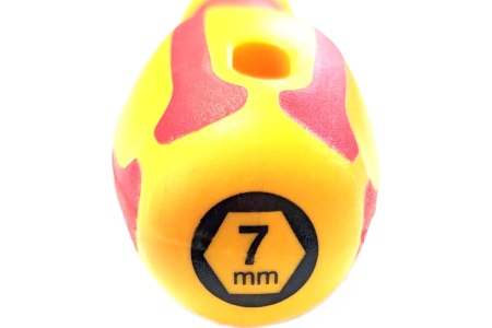 Диэлектрическая отвёртка DUEL 1000V отвертка-ключ торцевая 7x125мм, длина 235 мм DE07-070-125