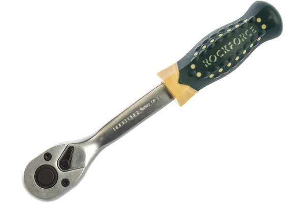 Реверсивная усиленная изогнутая трещотка с резиновой ручкой 3/8 ROCKFORCE RF-802322