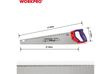 Ножовка по дереву WORKPRO 500 мм, SK5, 7TPI WP215007