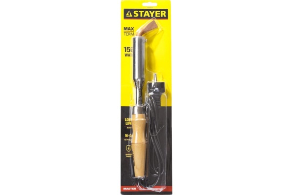 Паяльник Stayer с деревянной рукояткой и долговечным жалом MASTER MAXTerm 150 Вт клин 55311-150